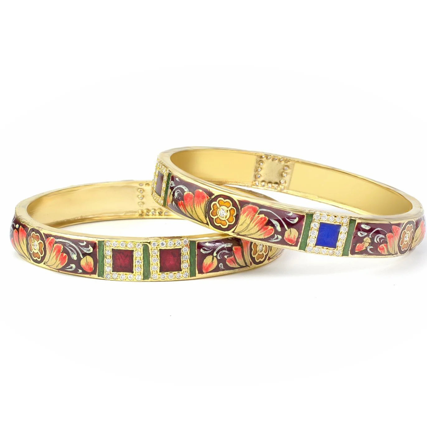 Set of 2 Traditional Hand-painted Meenakari Bracelets for Daily Use by Leshya - Image 2
