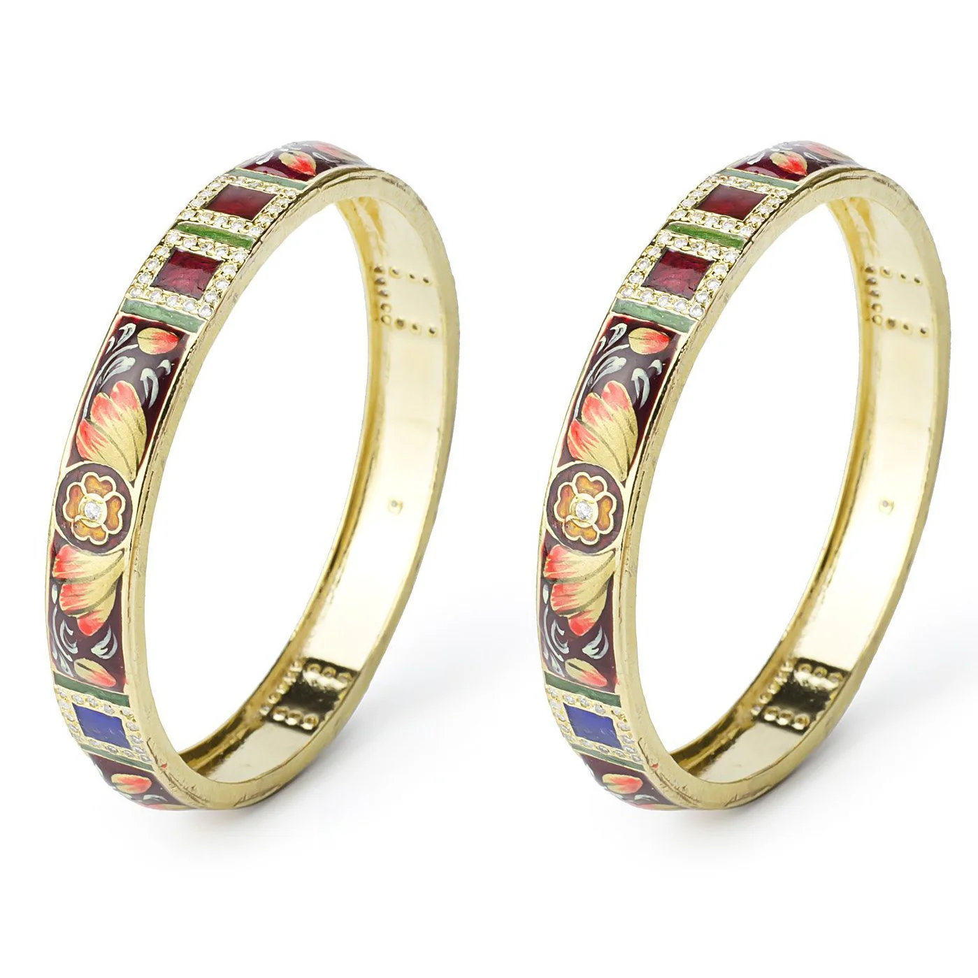 Set of 2 Traditional Hand-painted Meenakari Bracelets for Daily Use by Leshya - Image 3