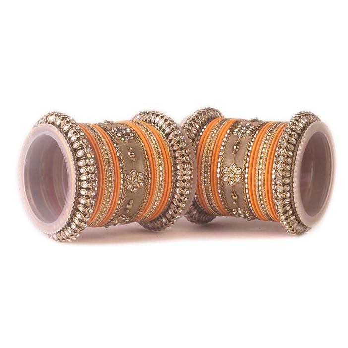 Set of 2 Traditional Matte Finish Kundan Bangle Set - Image 3