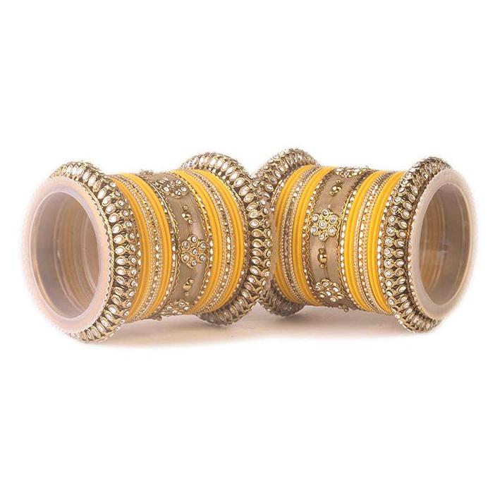 Set of 2 Traditional Matte Finish Kundan Bangle Set - Image 12