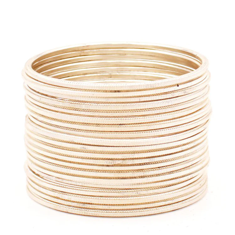 Set of 24 Dual Texture Metal Bangles by Leshya (Plus Size) - Image 6