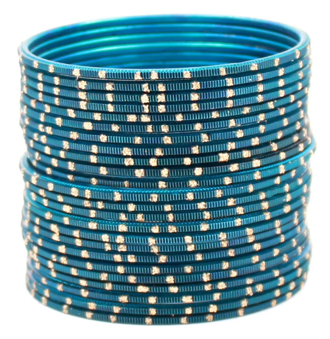 Set of 24 Dual Tone Bangles with Golden Glitter Boondh by Leshya (Plus Size) - Image 14