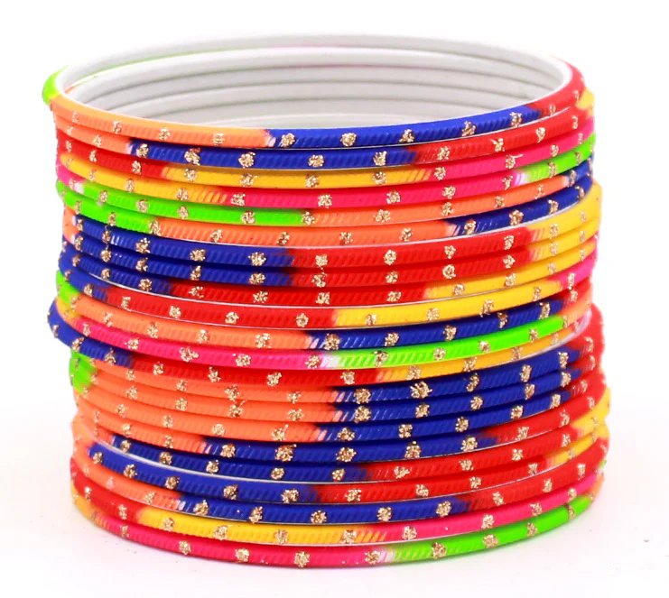 Set of 24 Dual Tone Bangles with Golden Glitter Boondh by Leshya (Plus Size) - Image 15