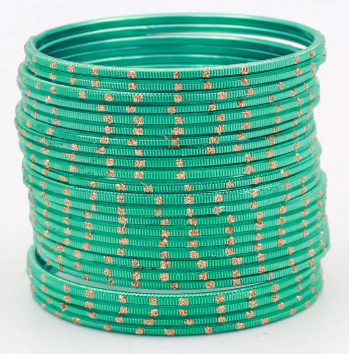 Set of 24 Dual Tone Bangles with Golden Glitter Boondh by Leshya (Plus Size) - Image 19