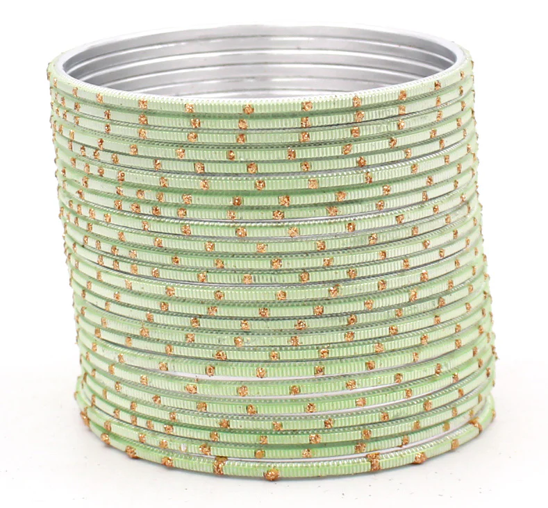 Set of 24 Dual Tone Bangles with Golden Glitter Boondh by Leshya (Plus Size) - Image 23