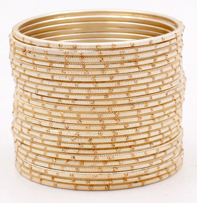Set of 24 Dual Tone Bangles with Golden Glitter Boondh by Leshya (Plus Size) - Image 4