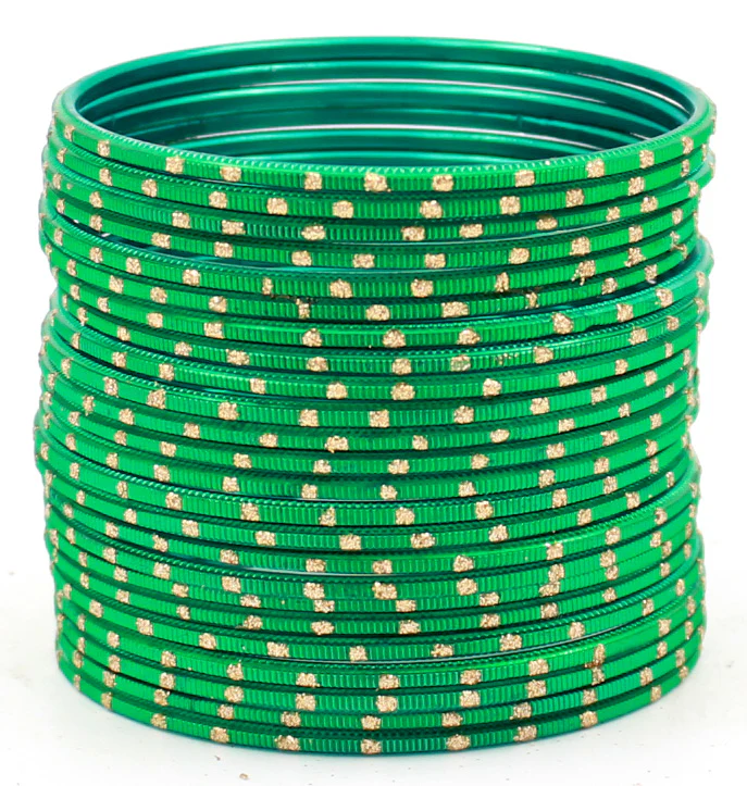 Set of 24 Dual Tone Bangles with Golden Glitter Boondh by Leshya (Plus Size) - Image 8