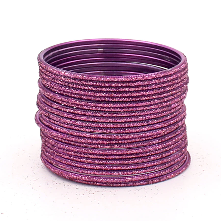 Set of 24 Glitter Bangles in Flat Shape by Leshya - Image 5