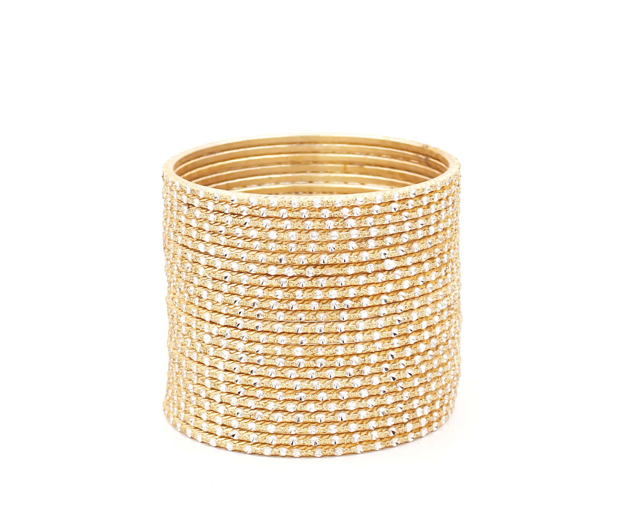 Set of 24 Glitter Metal Bangles with Silver Cutting Design for Mixing by Leshya - Image 3