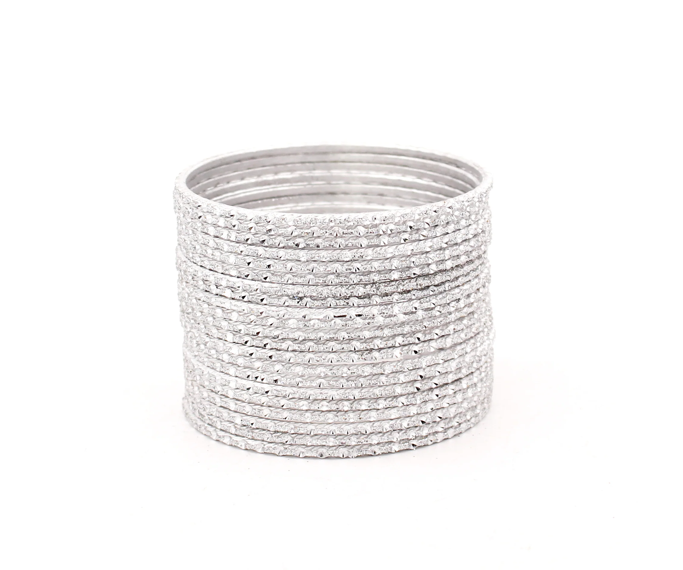 Set of 24 Glitter Metal Bangles with Silver Cutting Design for Mixing by Leshya - Image 4