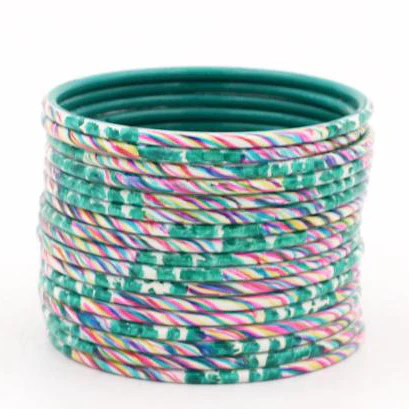Set of 24 Hand Painted Waterproof Metal Bangles by Leshya (Plus Size) - Image 8