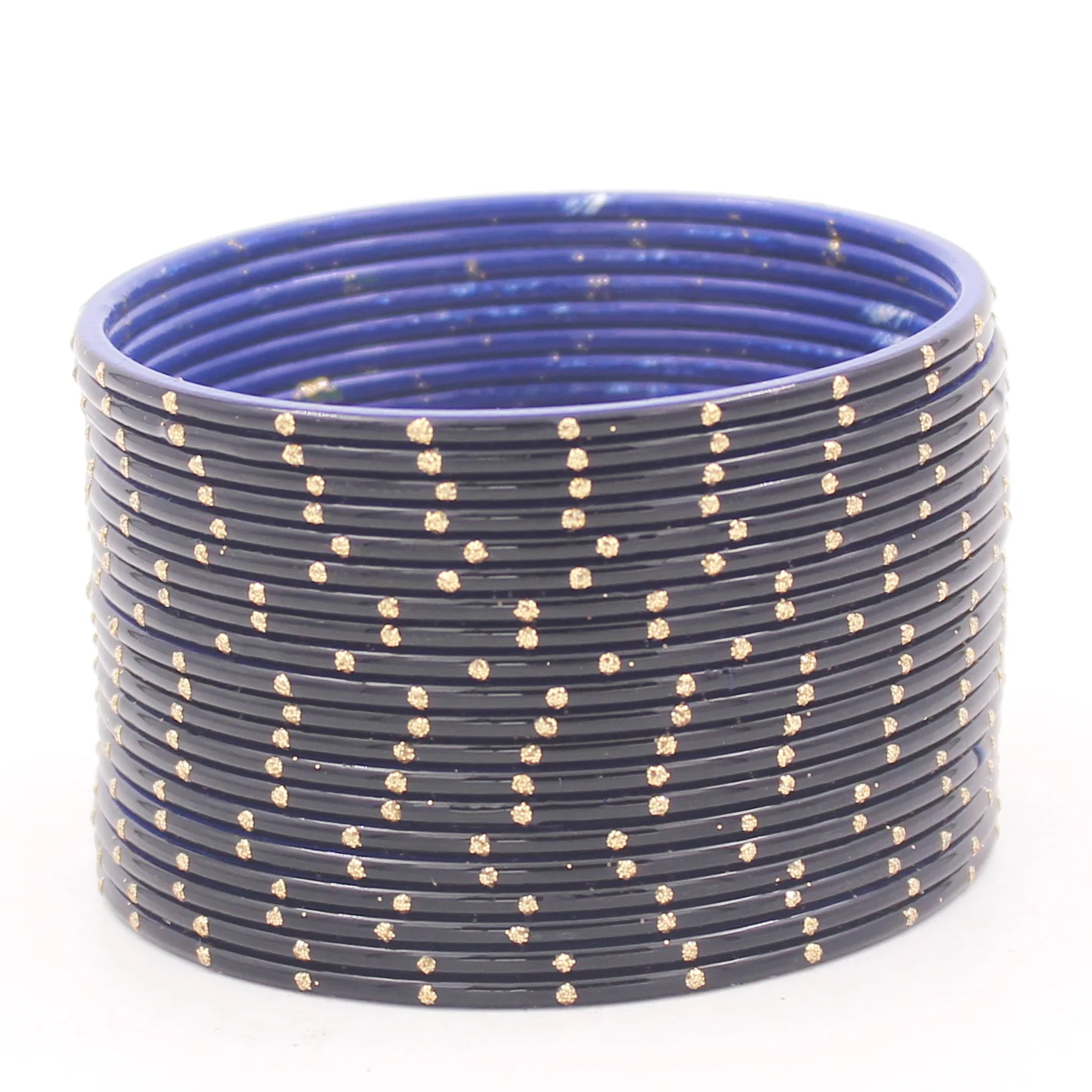 Set of 24 Matte Textured Bangles with Golden Boond by Leshya - Image 7