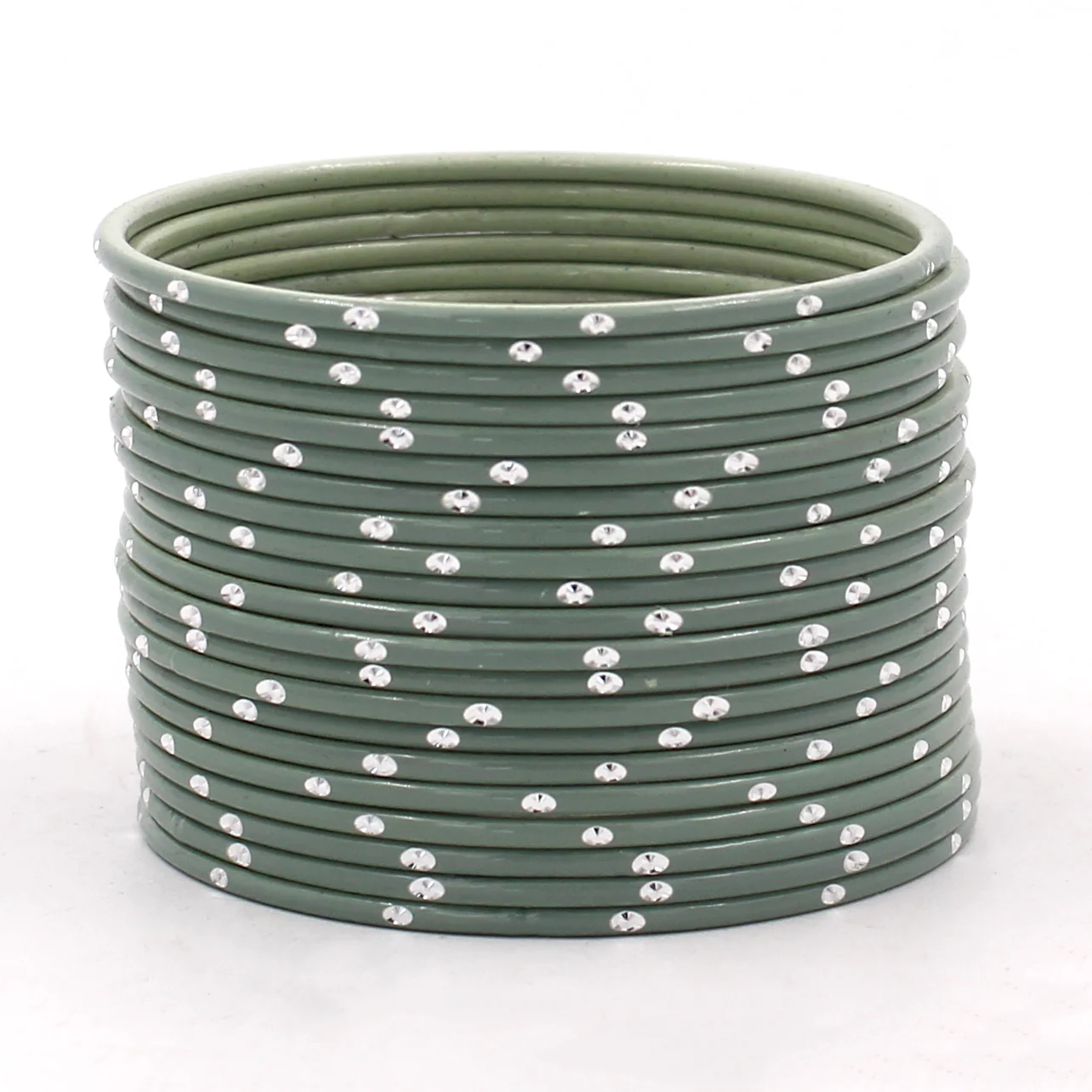 Set of 24 Matte Textured Bangles with Silver Dots by Leshya - Image 10
