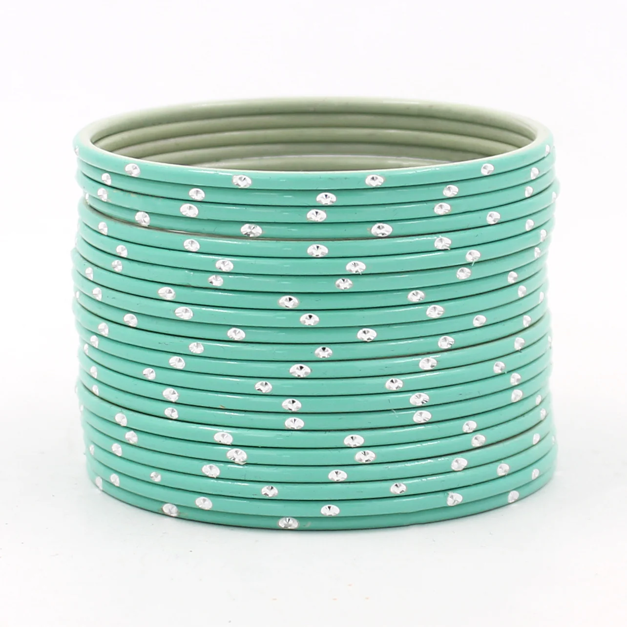 Set of 24 Matte Textured Bangles with Silver Dots by Leshya - Image 16