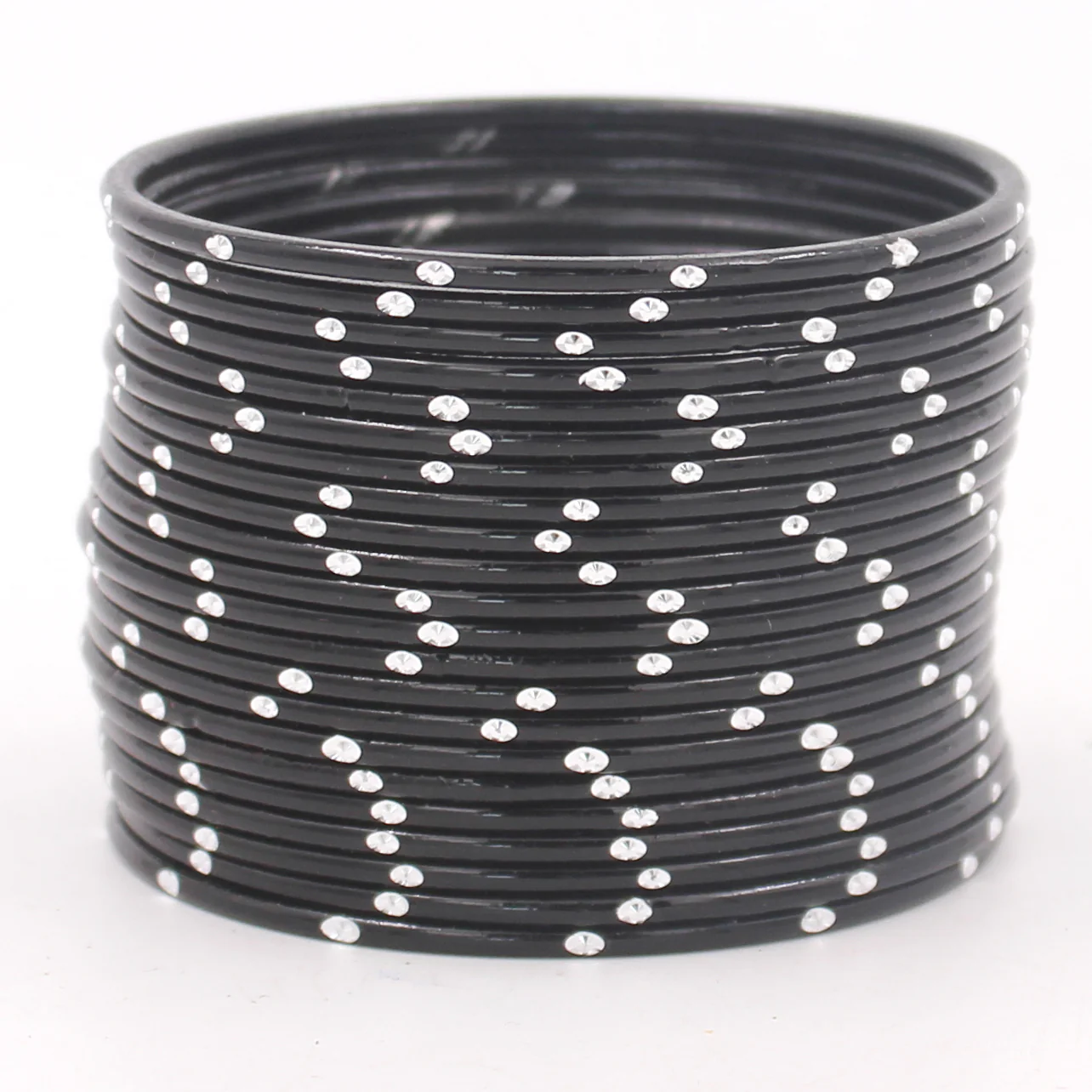 Set of 24 Matte Textured Bangles with Silver Dots by Leshya - Image 3
