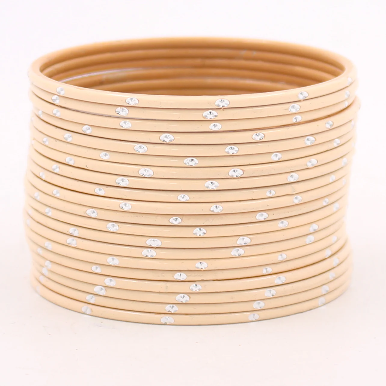 Set of 24 Matte Textured Bangles with Silver Dots by Leshya - Image 4
