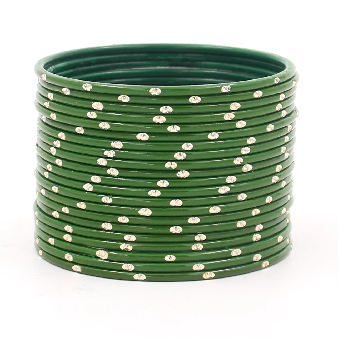 Set of 24 Matte Textured Bangles with Silver Dots by Leshya - Image 5