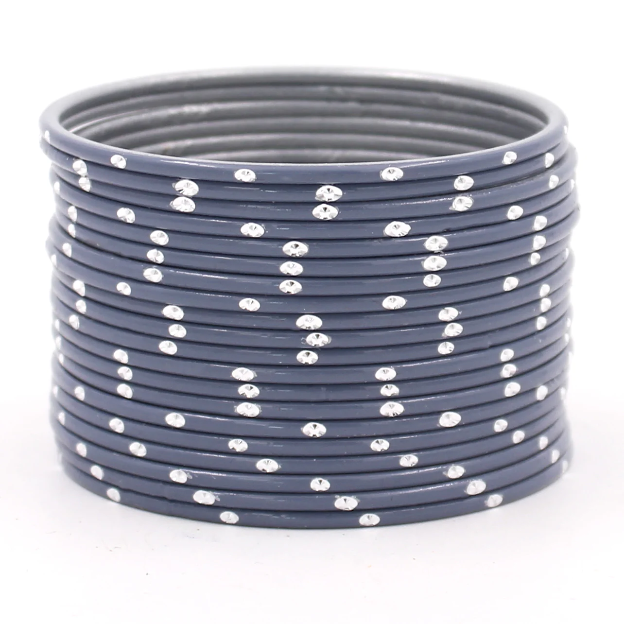 Set of 24 Matte Textured Bangles with Silver Dots by Leshya - Image 6