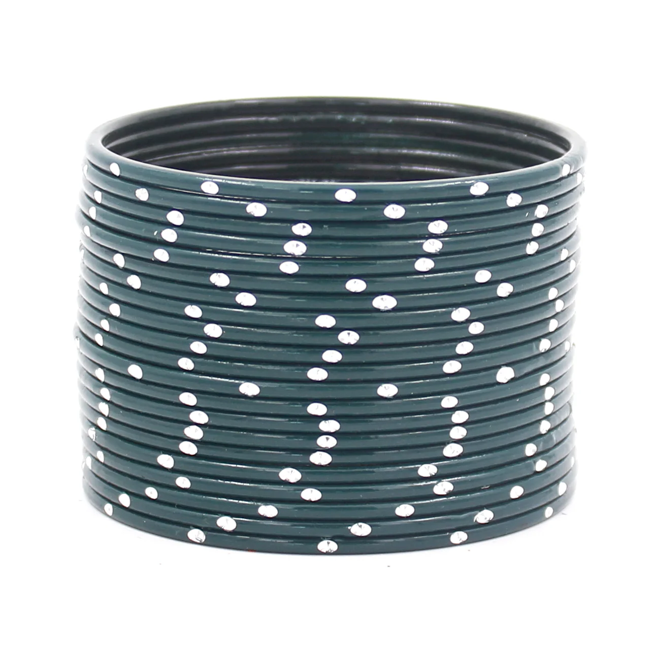 Set of 24 Matte Textured Bangles with Silver Dots by Leshya - Image 7