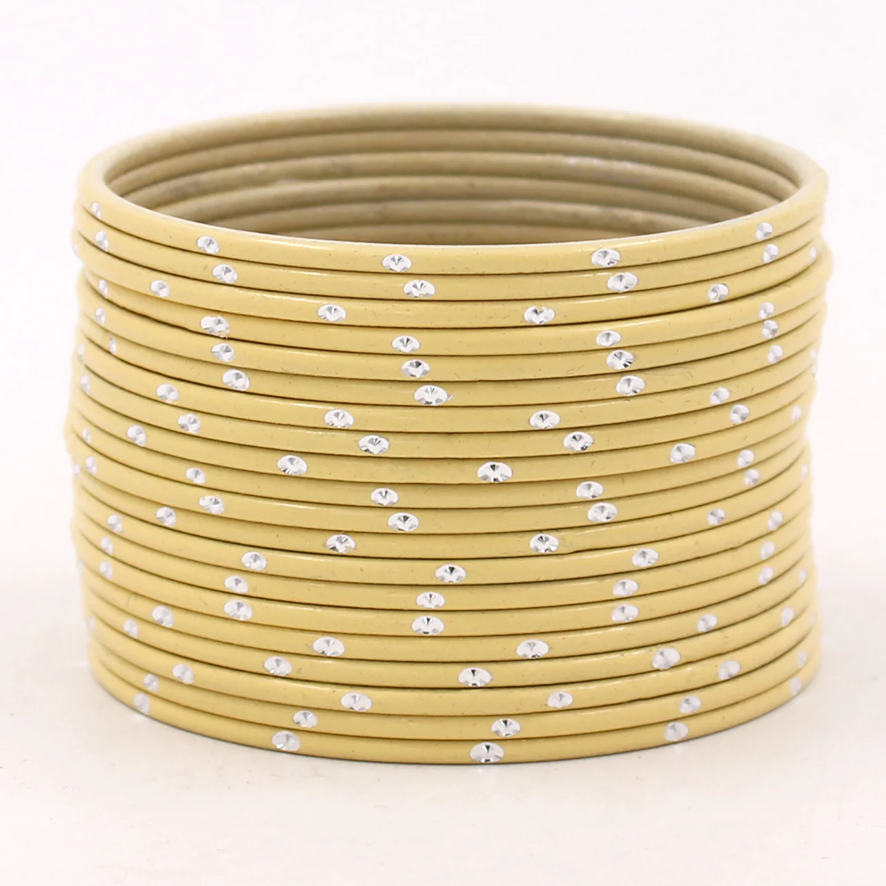 Set of 24 Matte Textured Bangles with Silver Dots by Leshya - Image 8