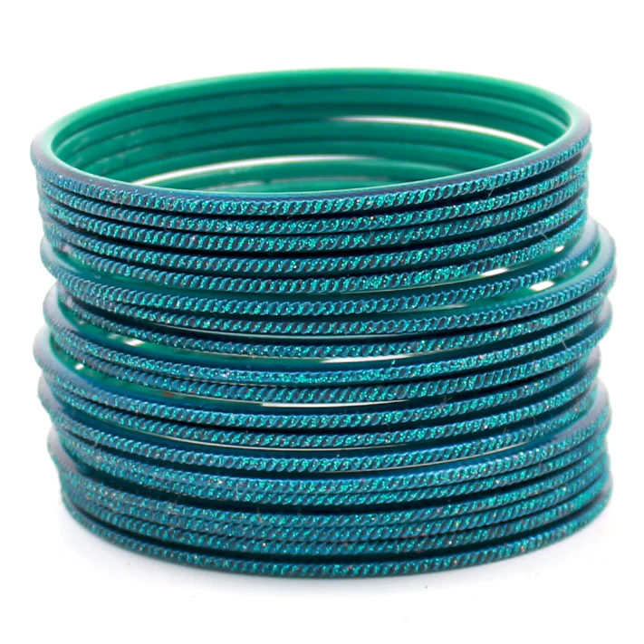 Set of 24 Matte Textured Glitter Bangles by Leshya - Image 10