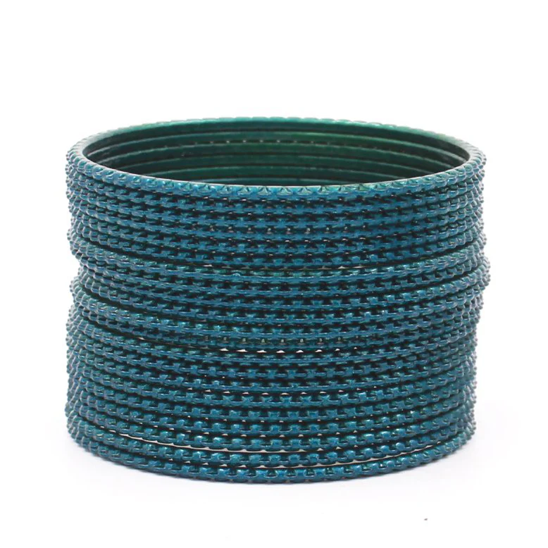 Set of 24 Metal Bangles with Lehar Design by Leshya - Image 15