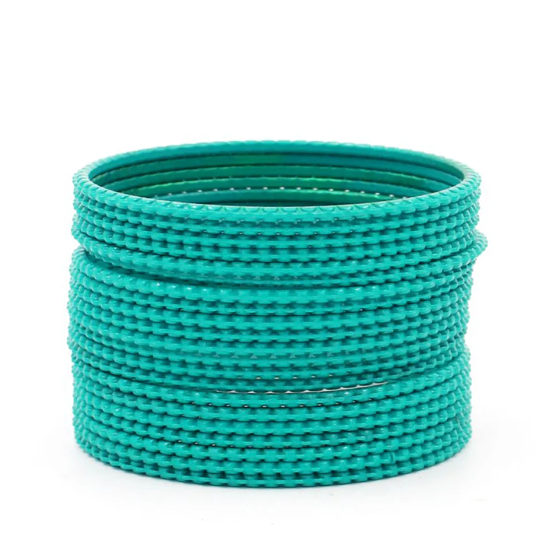 Set of 24 Metal Bangles with Lehar Design by Leshya - Image 21