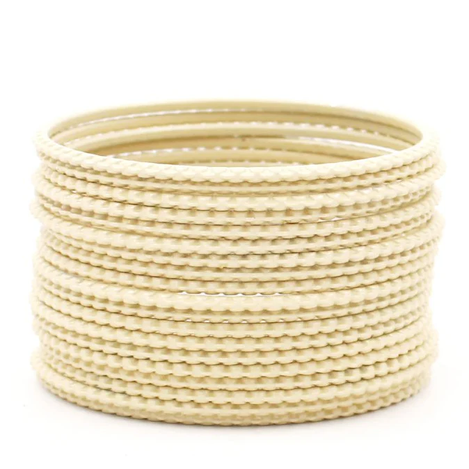 Set of 24 Metal Bangles with Lehar Design by Leshya - Image 4