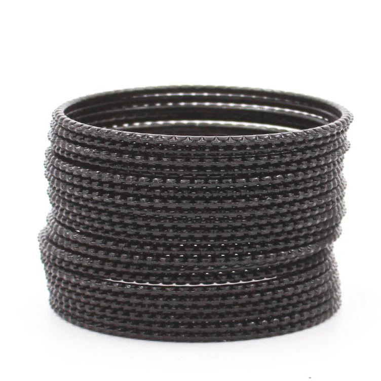Set of 24 Metal Bangles with Lehar Design by Leshya - Image 5