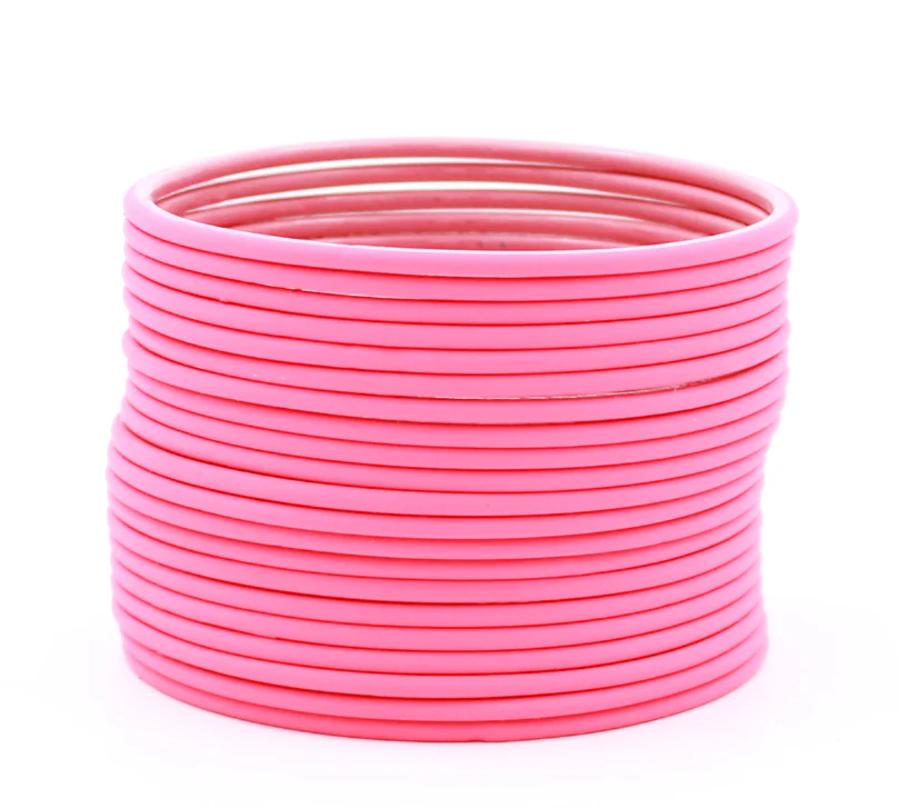Set of 24 Plain Matte Textured Metal Bangles by Leshya - Image 13