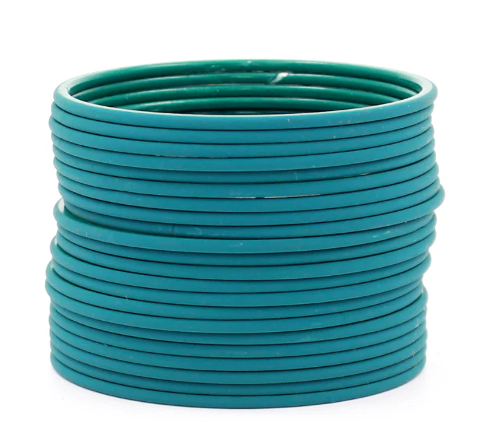 Set of 24 Plain Matte Textured Metal Bangles by Leshya - Image 14