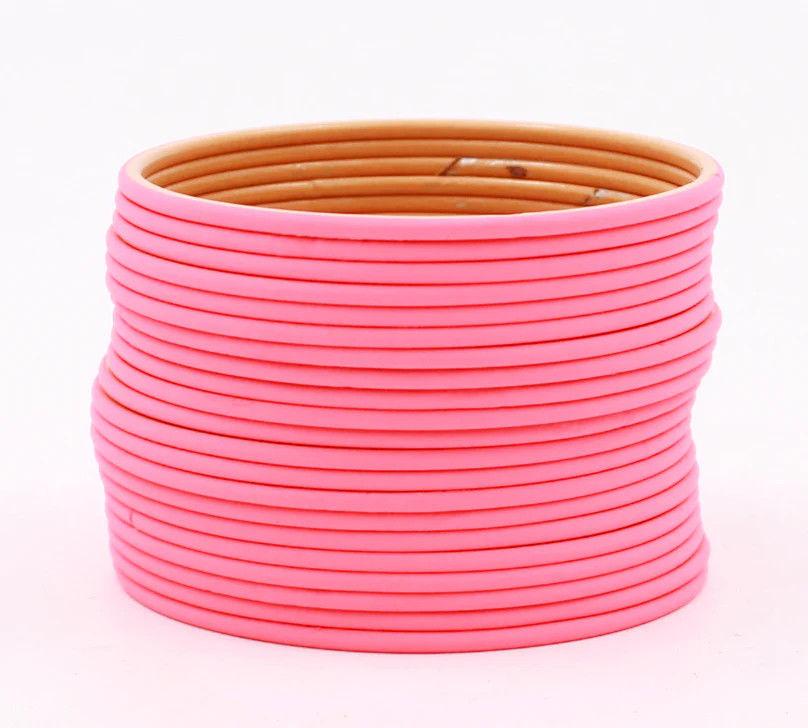 Set of 24 Plain Matte Textured Metal Bangles by Leshya - Image 20