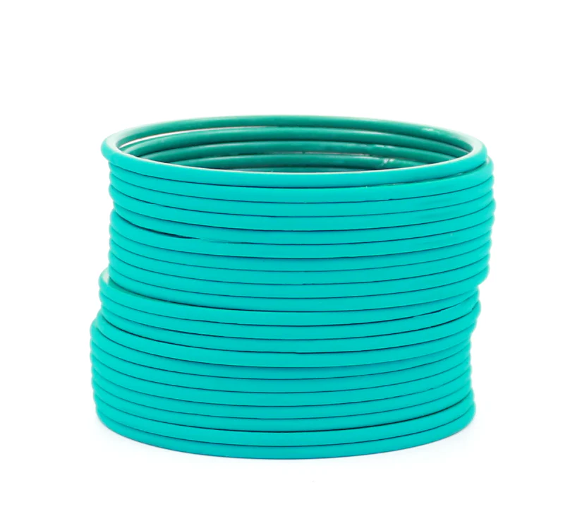Set of 24 Plain Matte Textured Metal Bangles by Leshya - Image 21