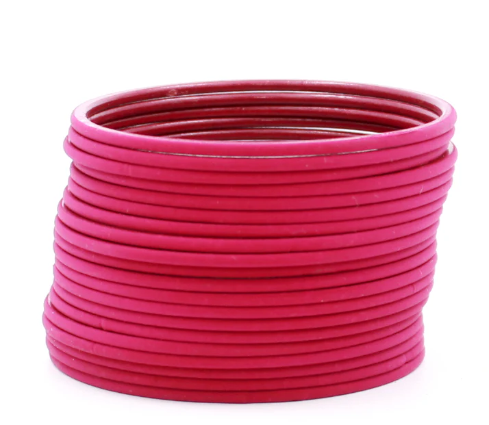Set of 24 Plain Matte Textured Metal Bangles by Leshya - Image 3