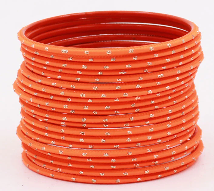 Set of 24 Plain Matte Textured Metal Bangles By Leshya - Image 14