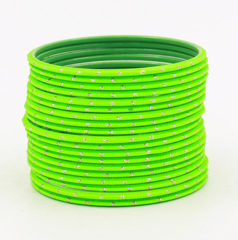 Set of 24 Plain Matte Textured Metal Bangles By Leshya - Image 23