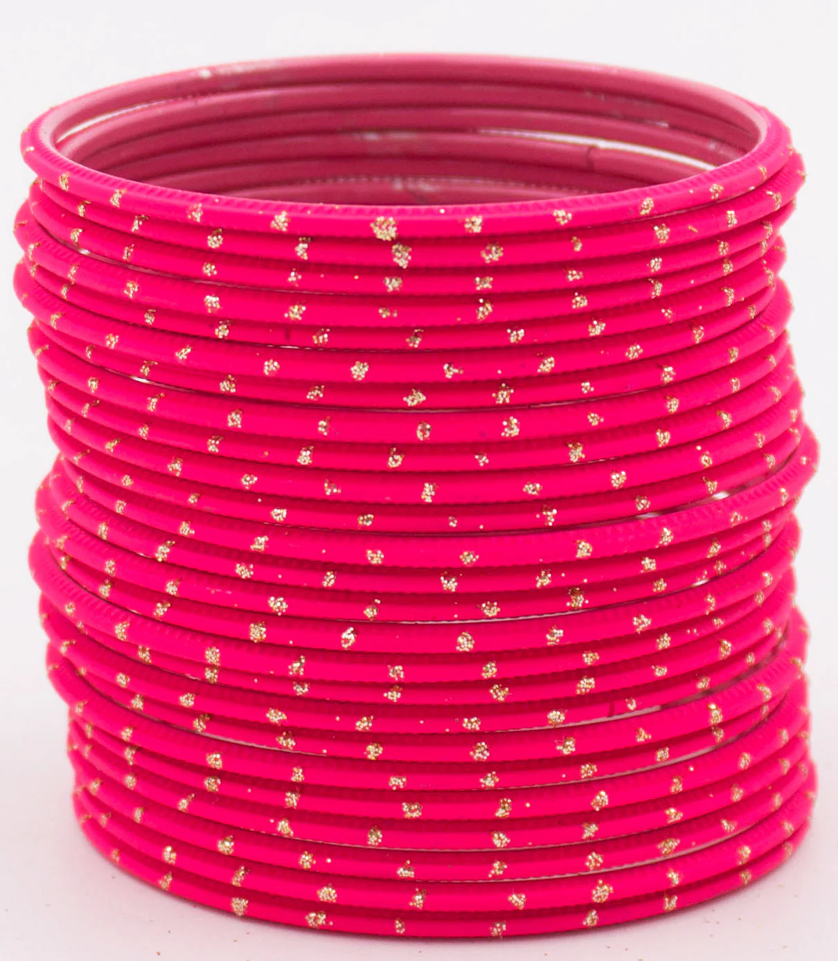 Set of 24 Plain Matte Textured Metal Bangles By Leshya Plus Size - Image 2