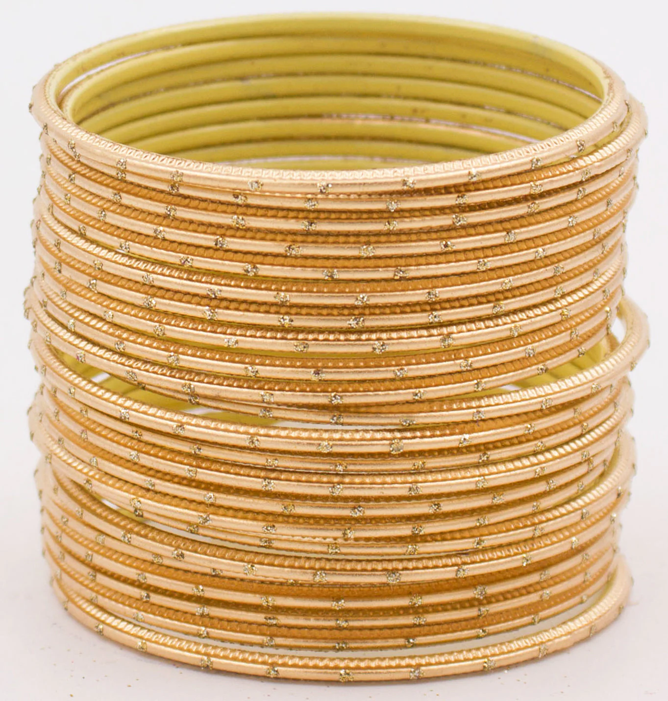 Set of 24 Plain Matte Textured Metal Bangles By Leshya Plus Size - Image 3