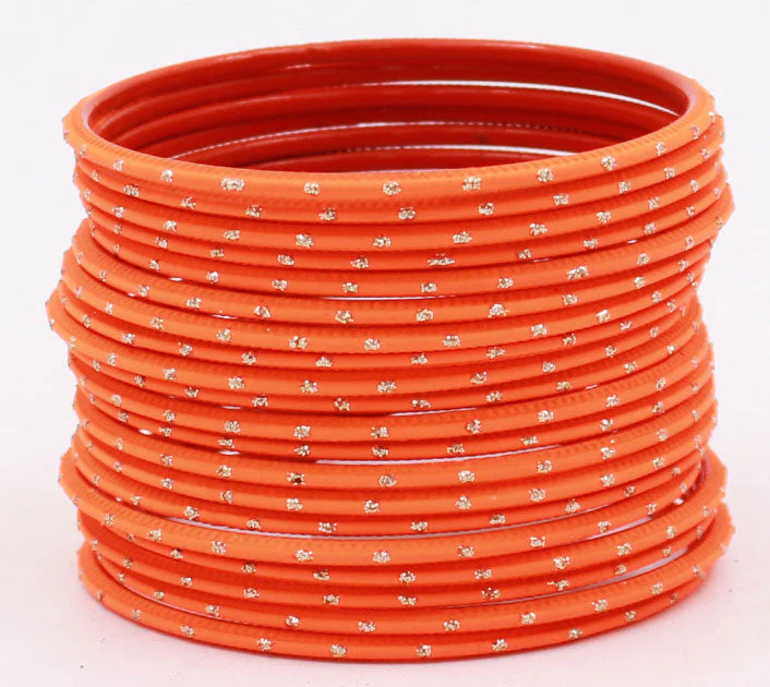 Set of 24 Plain Matte Textured Metal Bangles By Leshya Plus Size - Image 4