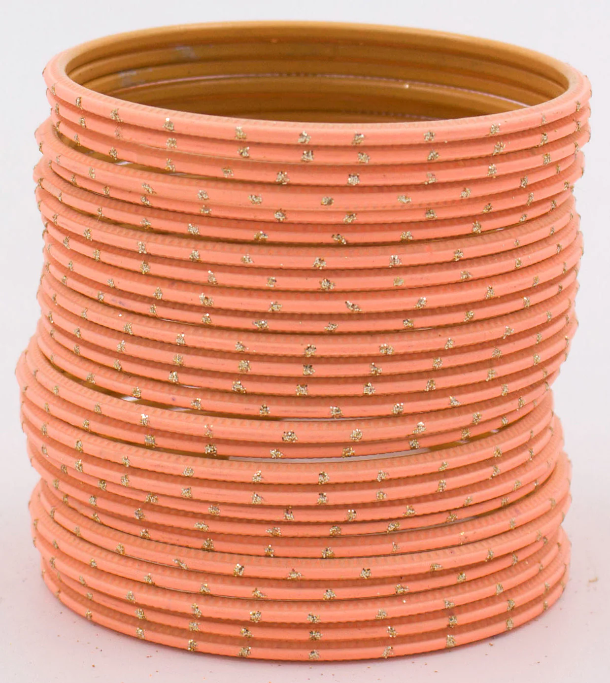 Set of 24 Plain Matte Textured Metal Bangles By Leshya Plus Size - Image 5