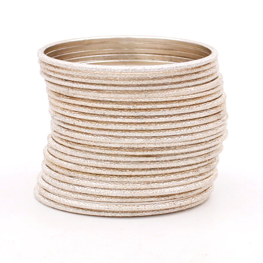 Set of 24 Shining Bangles with Etching Design by Leshya - Image 17