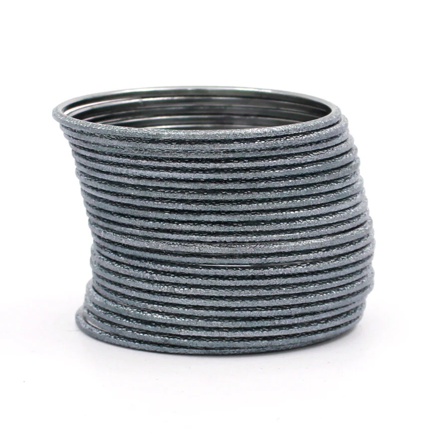 Set of 24 Shining Bangles with Etching Design by Leshya - Image 9