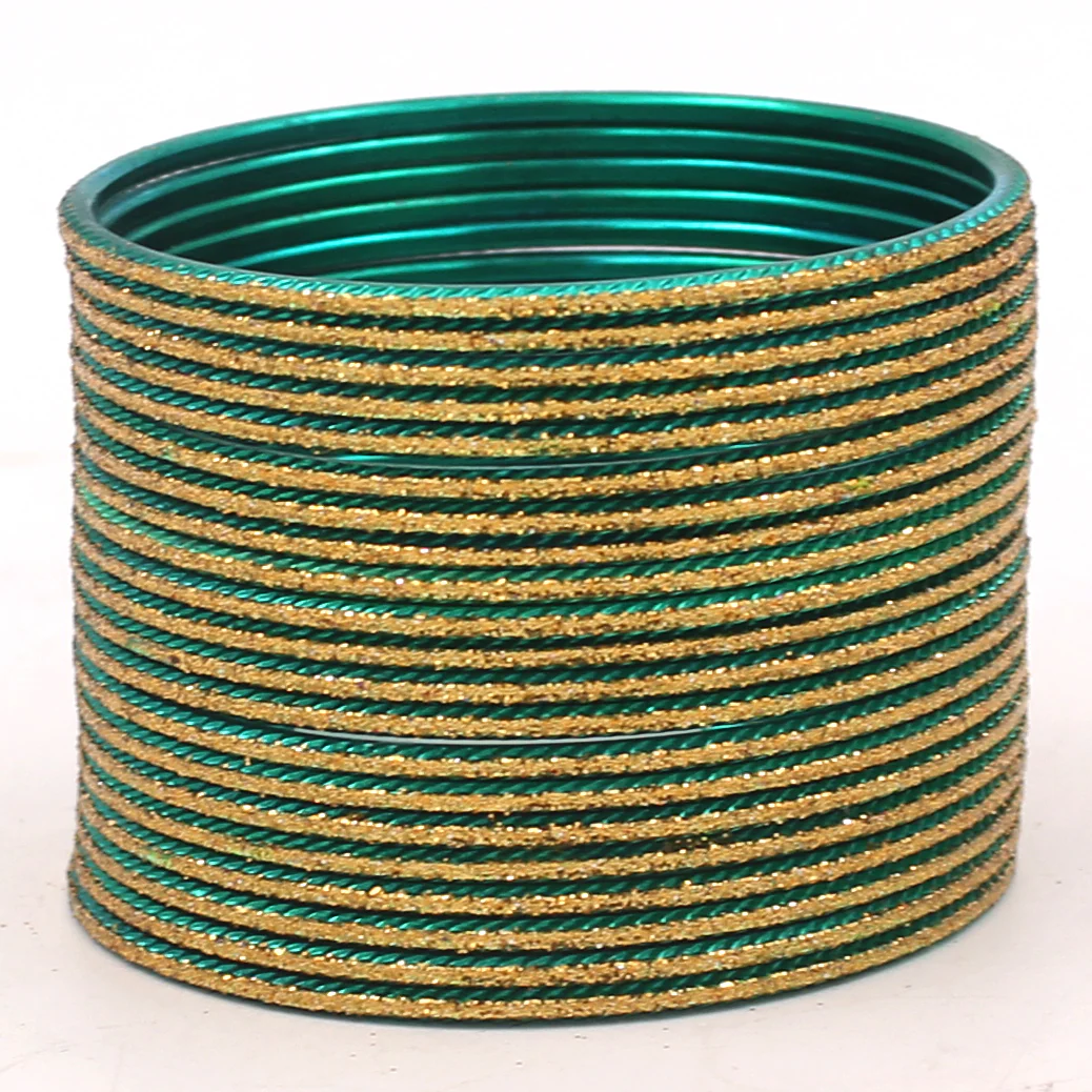Set of 24 Shining Bangles with Golden Glitter Layering by Leshya - Image 10