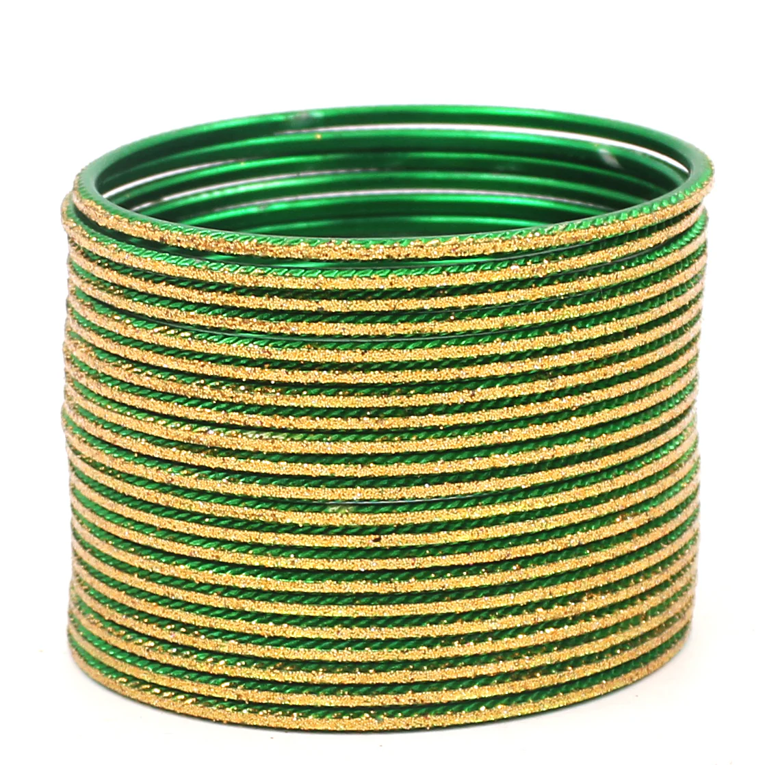 Set of 24 Shining Bangles with Golden Glitter Layering by Leshya - Image 3