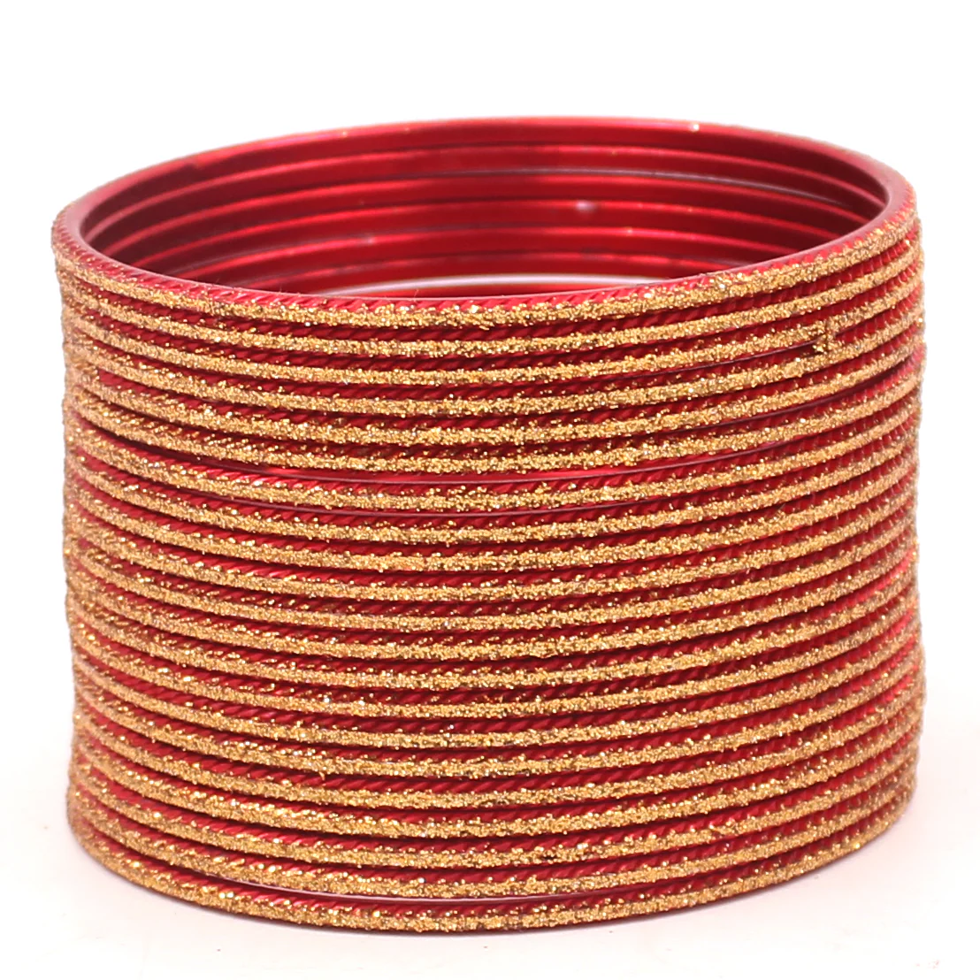 Set of 24 Shining Bangles with Golden Glitter Layering by Leshya - Image 4