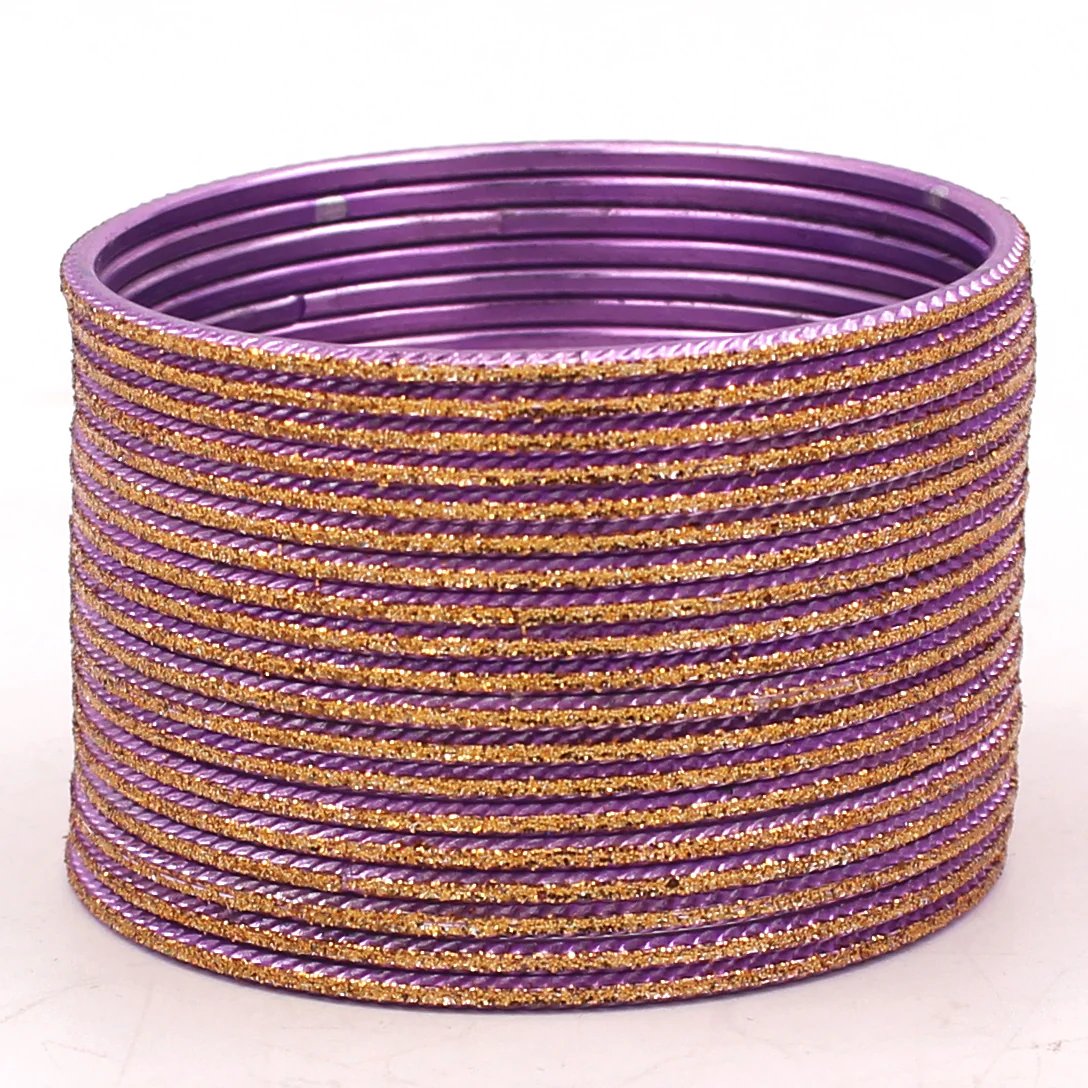 Set of 24 Shining Bangles with Golden Glitter Layering by Leshya - Image 5
