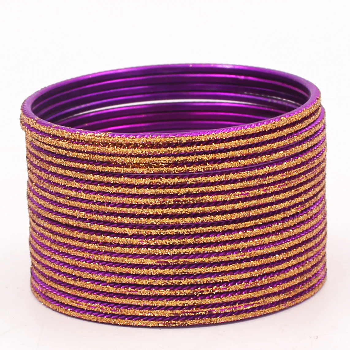 Set of 24 Shining Bangles with Golden Glitter Layering by Leshya - Image 8