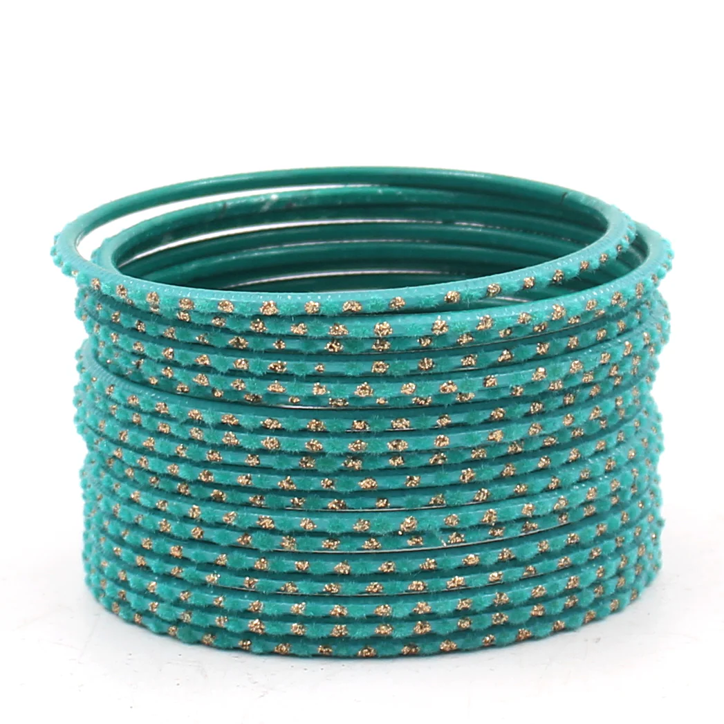 Set of 24 Velvet Bangles with Golden Boond by Leshya - Image 10
