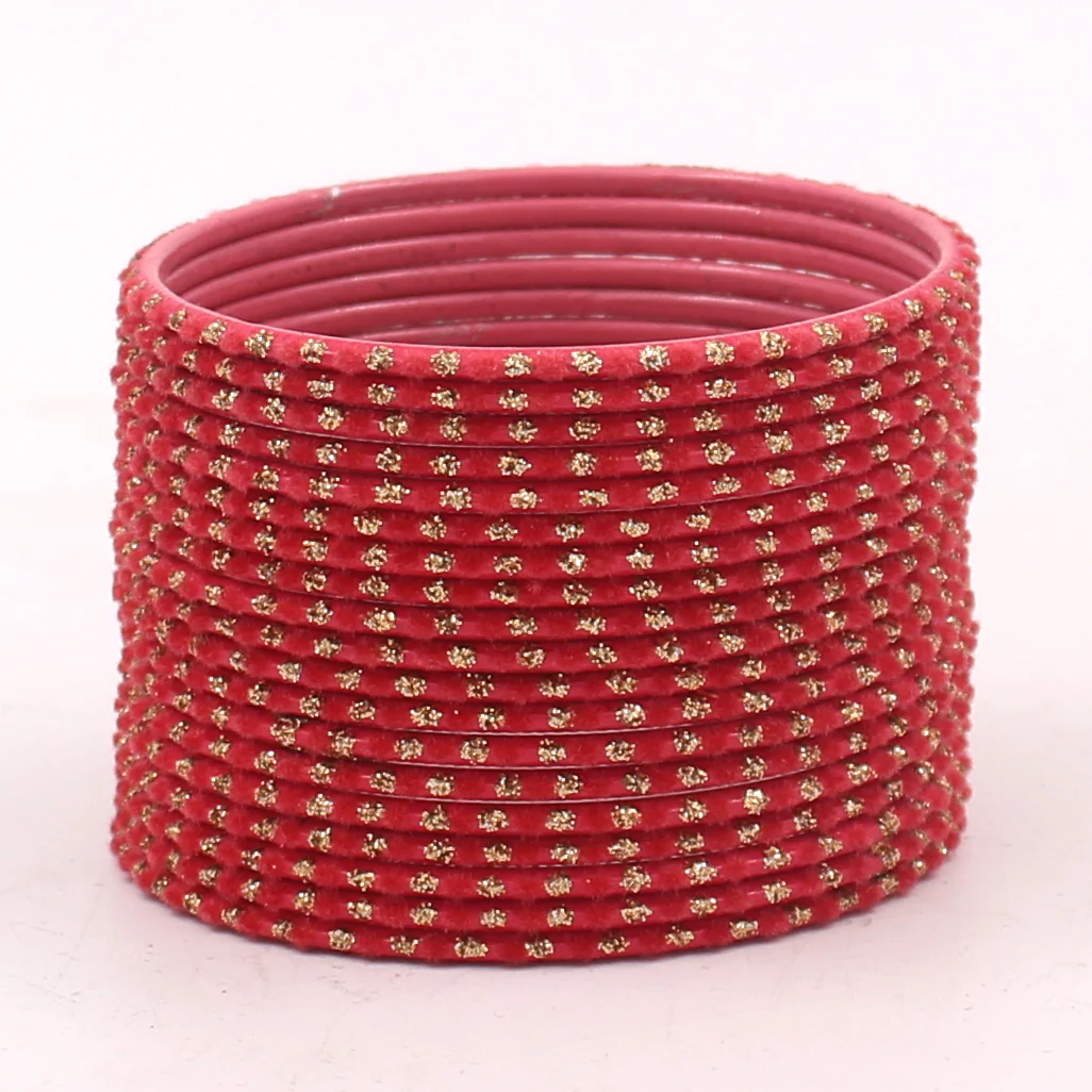 Set of 24 Velvet Bangles with Golden Boond by Leshya - Image 11