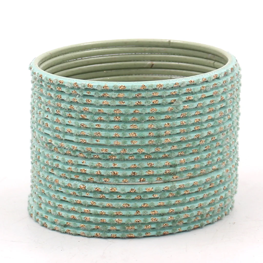 Set of 24 Velvet Bangles with Golden Boond by Leshya - Image 13